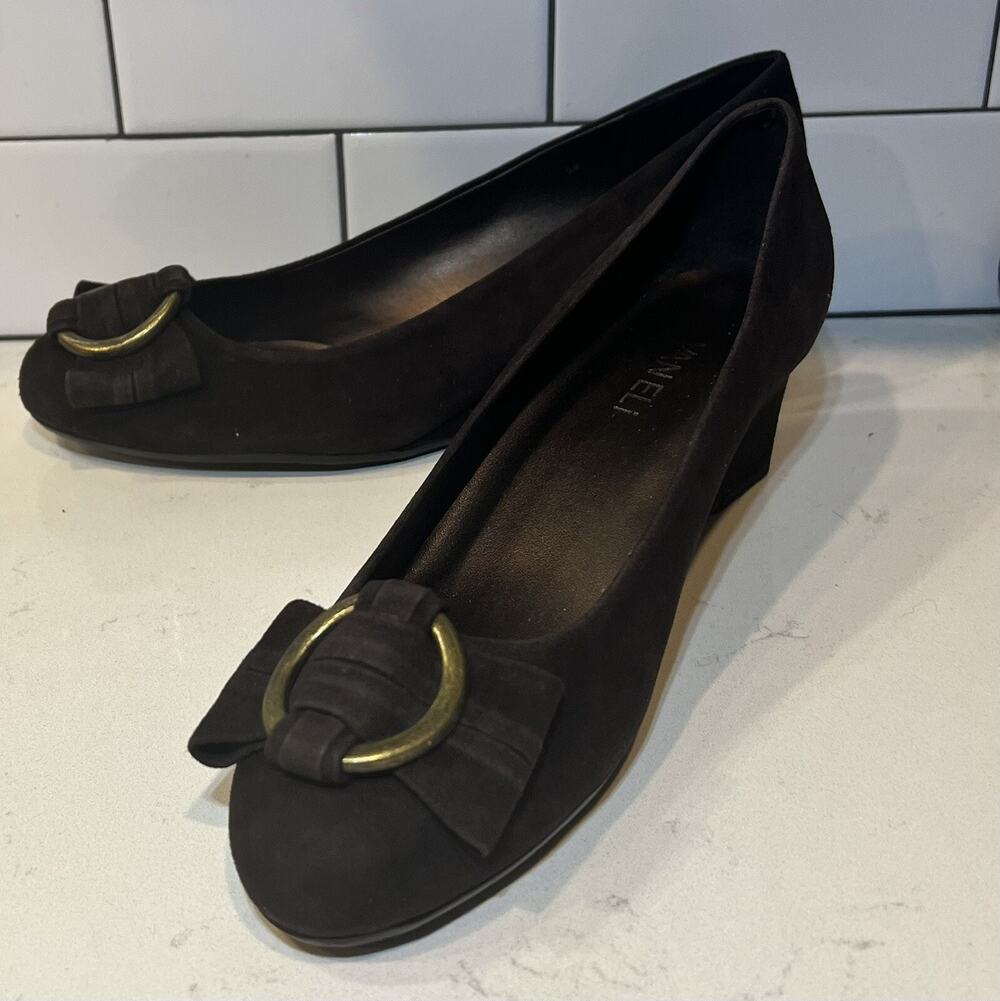 Vaneli Women’s Shoes Size 9W, Brown Suede Wedge Heel